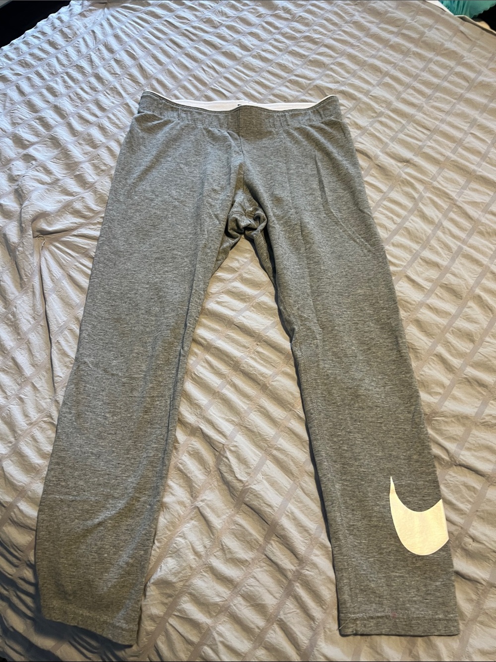 Nike capri Gray Leggings with White Swoosh
